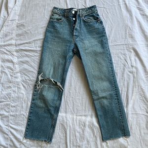 zara straight legged distressed jeans